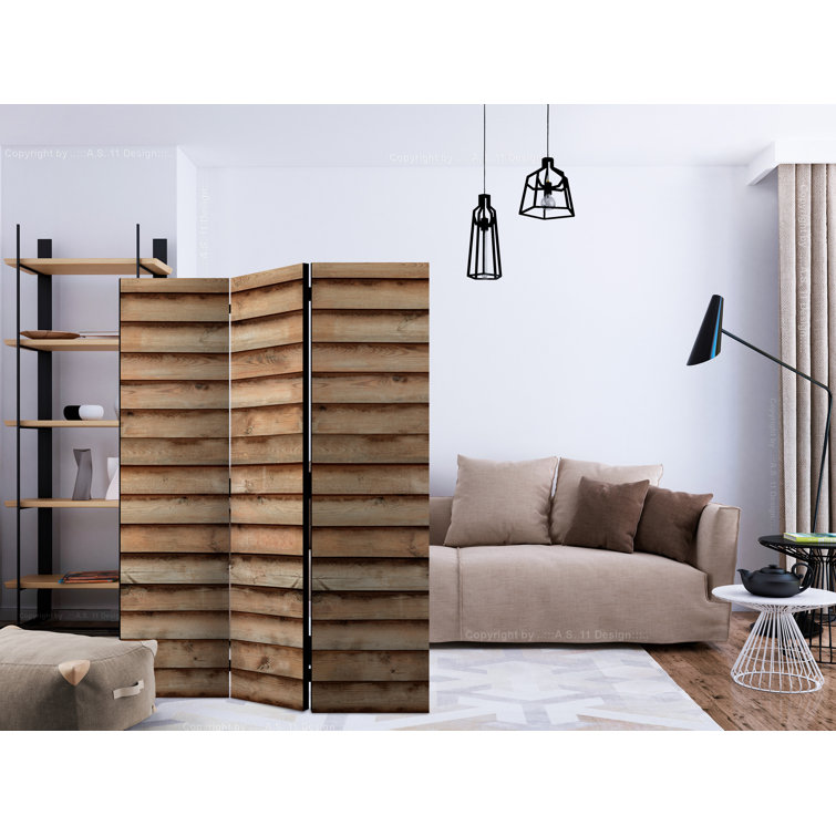East Urban Home 135cm W x 172cm H 3 - Panel Wood Folding Room Divider ...